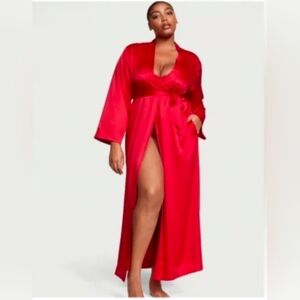 PINK Victoria's Secret Bold Red Satin Robe